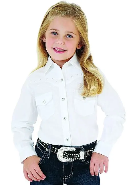 Wrangler Girls Classic Long Sleeve Western Snap Shirt Style GW7001