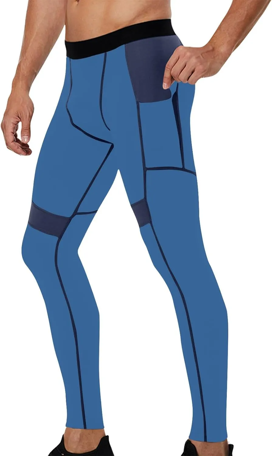 Xiaojmake Men's Compression Pants Sports Athletic Leggings Workout Running Tights Quick Dry Base Layer Bottoms with Pockets