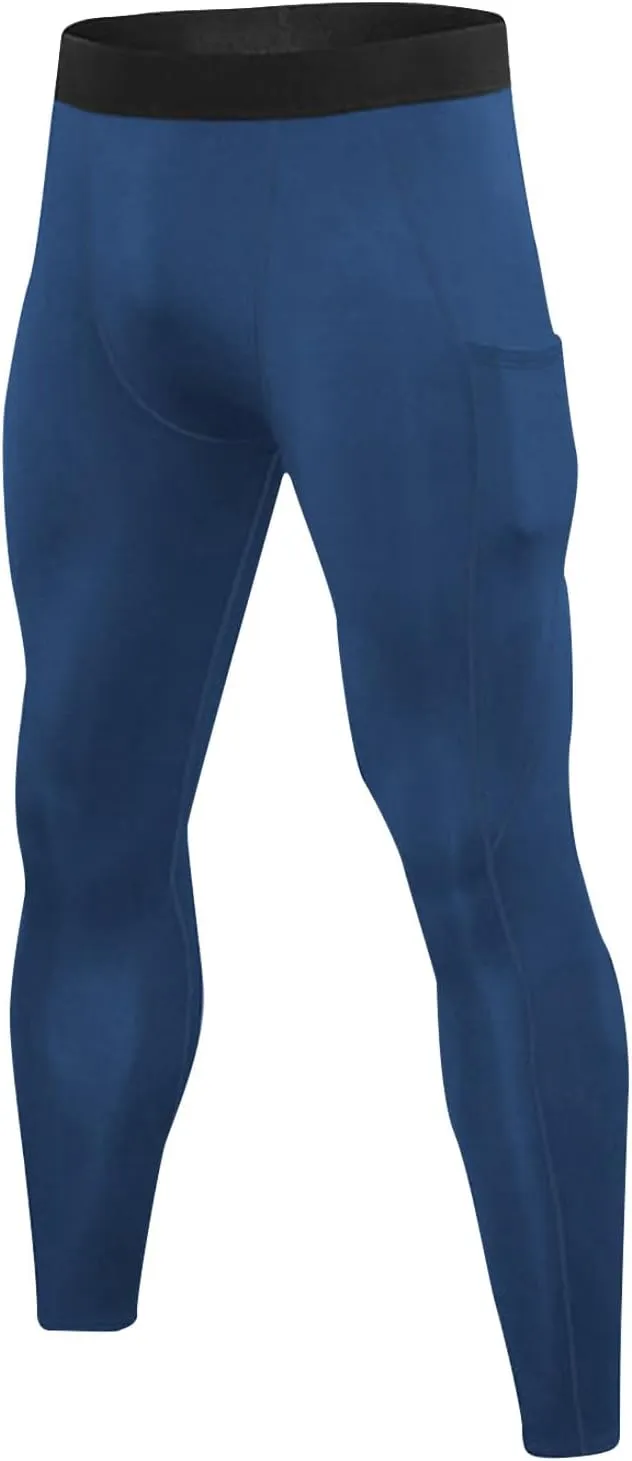 Xiaojmake Men's Fleece Compression Pants Athletic Yoga Leggings Workout Quick Dry Base Layer Running Tights with Pockets