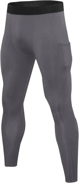 Xiaojmake Men's Fleece Compression Pants Athletic Yoga Leggings Workout Quick Dry Base Layer Running Tights with Pockets