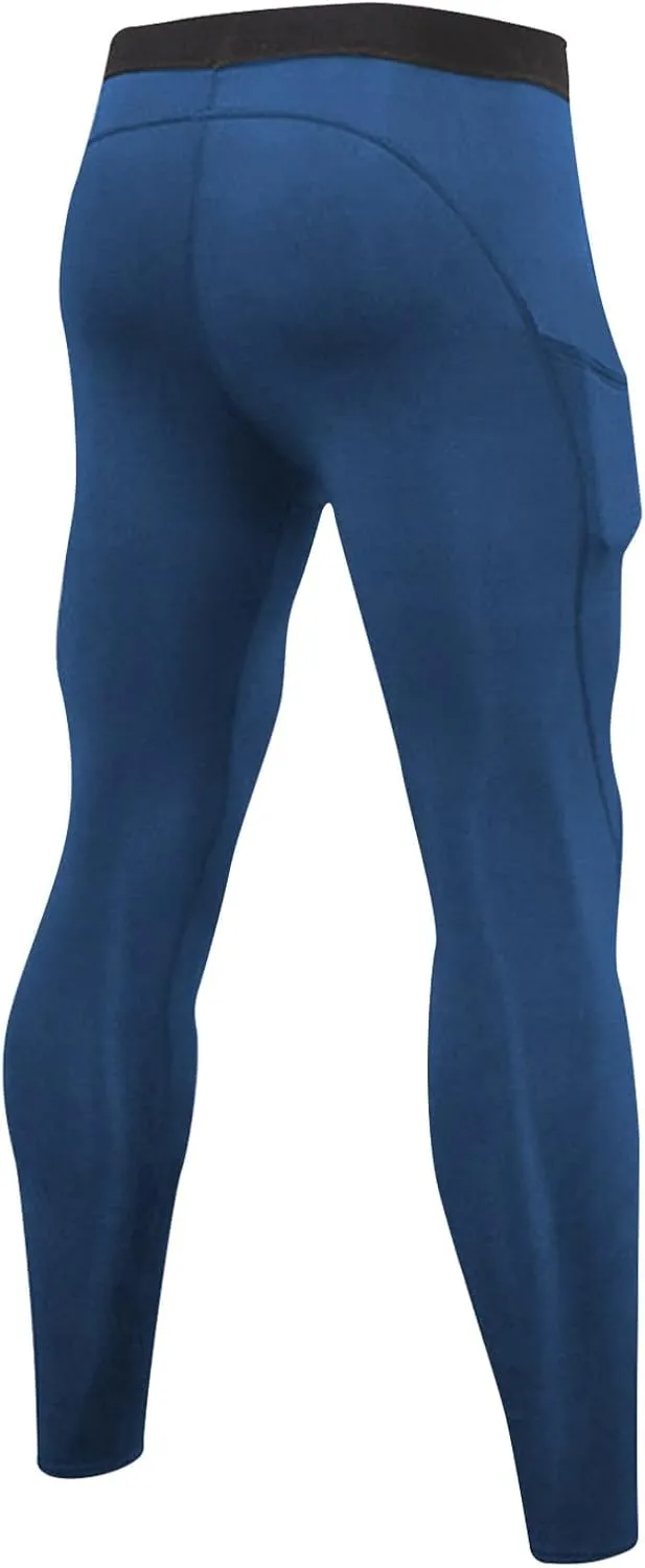 Xiaojmake Men's Fleece Compression Pants Athletic Yoga Leggings Workout Quick Dry Base Layer Running Tights with Pockets