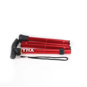YHX Trekking pole aluminum alloy folding ultra-light ultra-short telescopic outdoor hand trekking walking stick hiking stick 5 knots