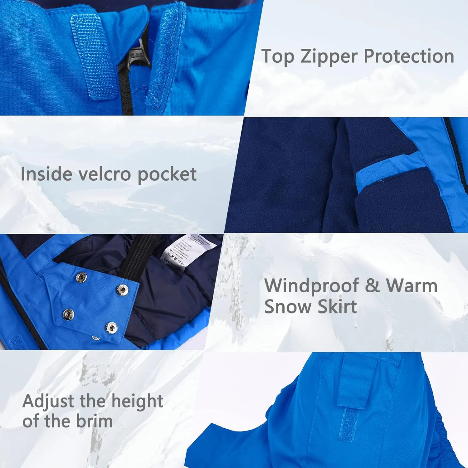 YINGJIELIDE Boy's Waterproof Ski Jacket,Kids Outdoor Snowboarding windproof Jacket,Fleece Lined Hooded,Warm Winter Snow Coat