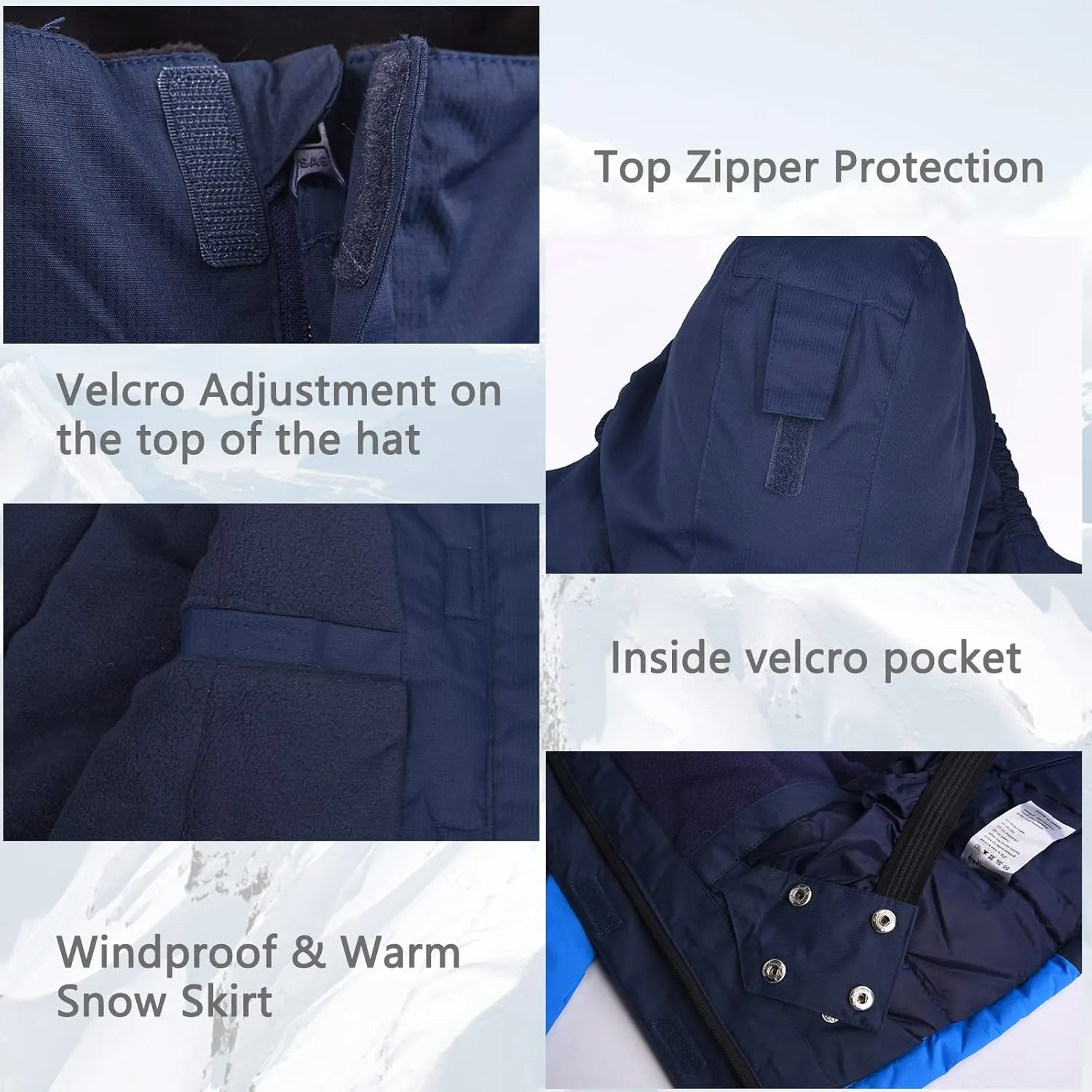 YINGJIELIDE Boy's Waterproof Ski Jacket,Kids Outdoor Snowboarding windproof Jacket,Fleece Lined Hooded,Warm Winter Snow Coat