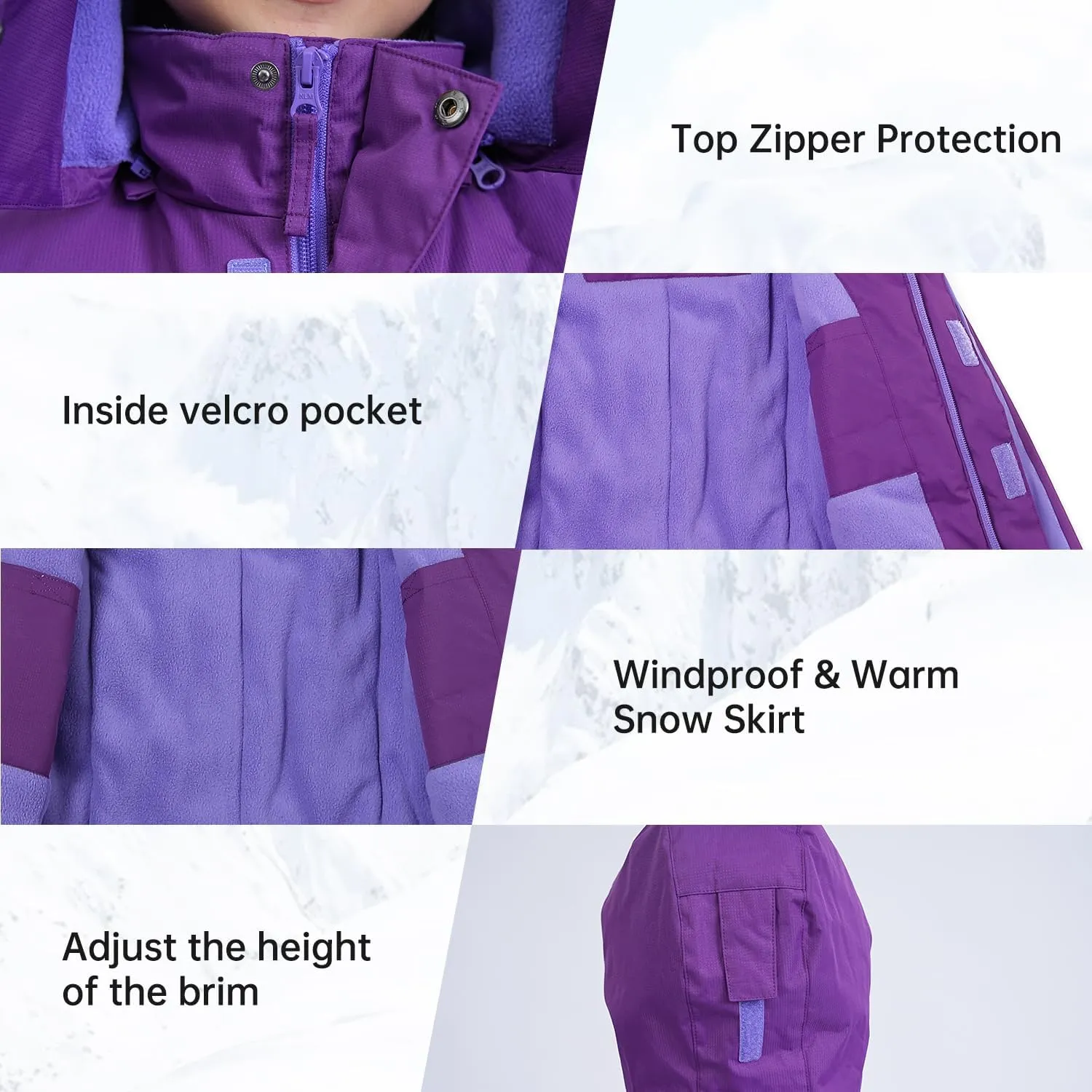 YINGJIELIDE Girl's Waterproof Ski Jacket,Kids Outdoor Snowboarding windproof Jacket,Fleece Lined Hooded,Warm Winter Snow Coat