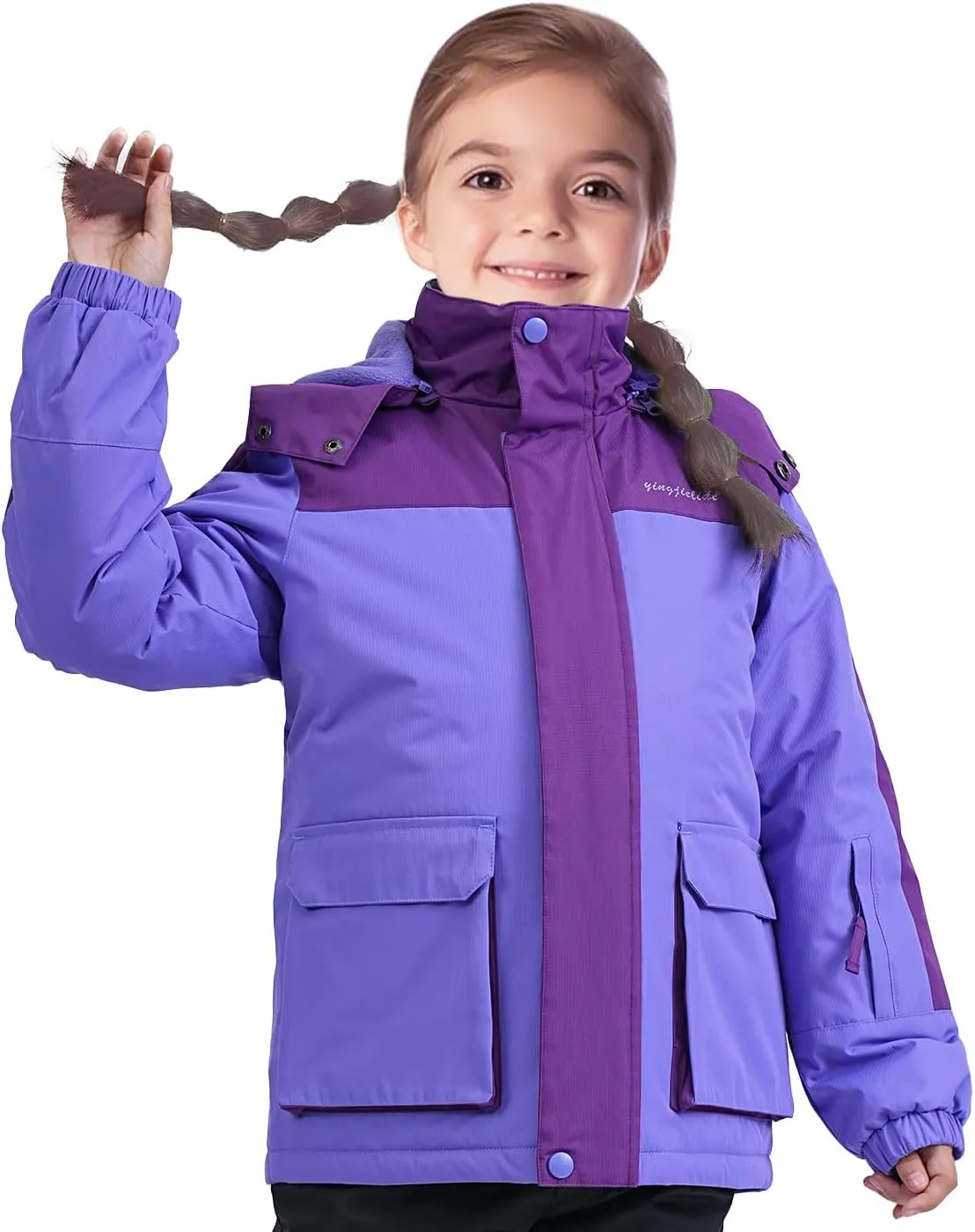 YINGJIELIDE Girl's Waterproof Ski Jacket,Kids Outdoor Snowboarding windproof Jacket,Fleece Lined Hooded,Warm Winter Snow Coat