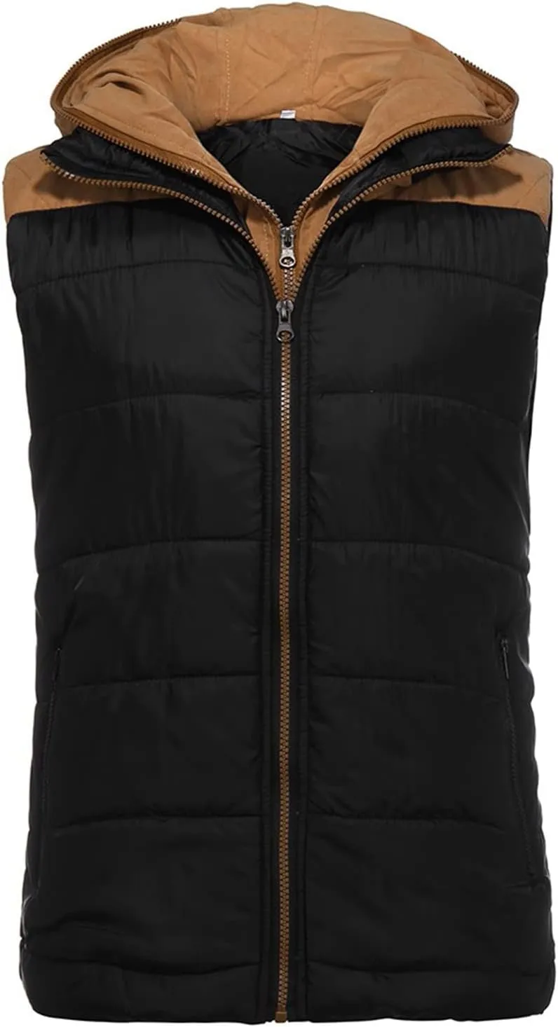 Ymosrh Men's Big and Tall Jackets Lightweight Water-Resistant Packable Hooded Puffer Down Vest Jacket Men's, S-5XL