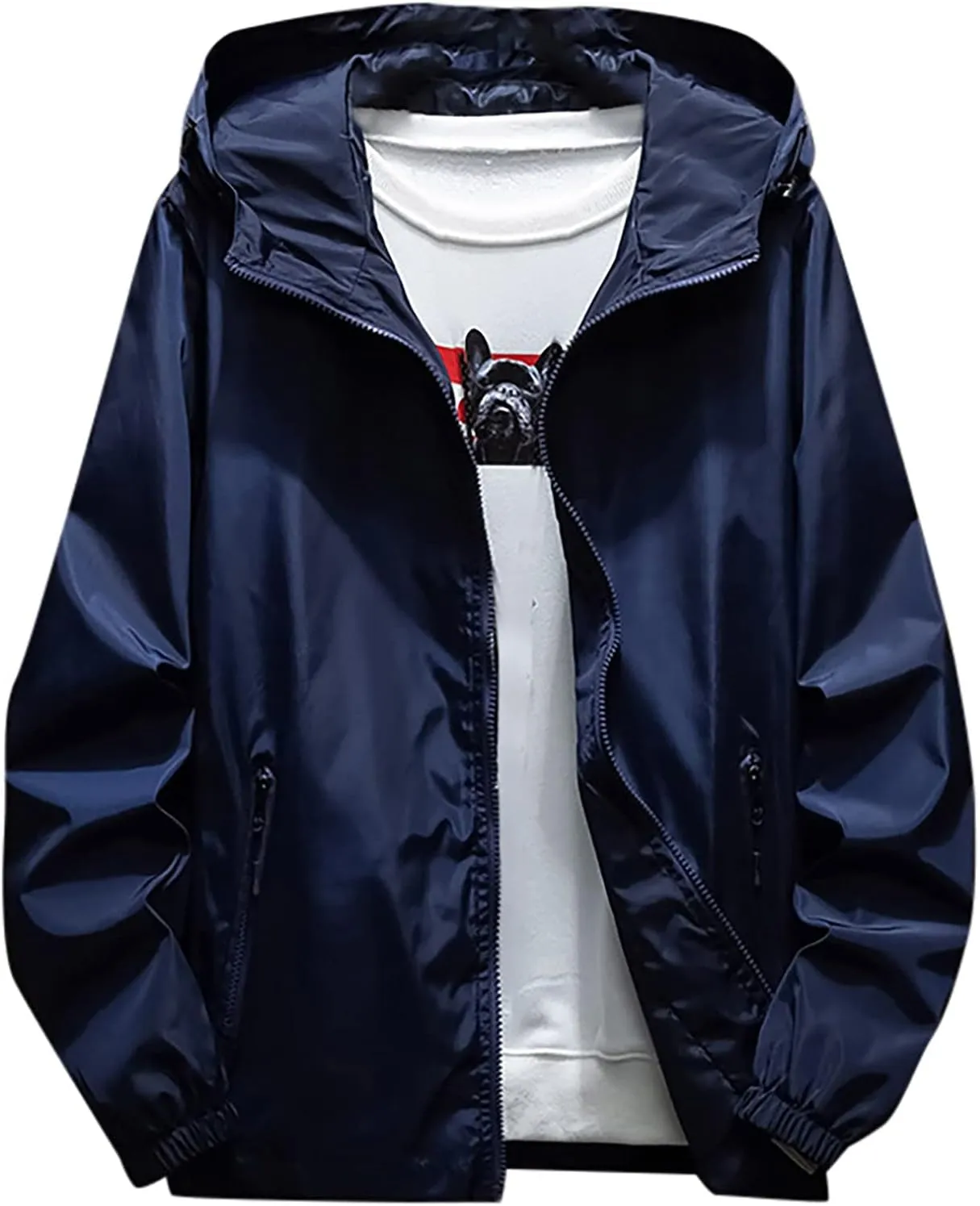 Ymosrh Men's Travel Rain Jackets Lightweight Water Resistant Running Hiking Fishing Light Coats Jacket Windbreaker