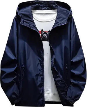Ymosrh Men's Travel Rain Jackets Lightweight Water Resistant Running Hiking Fishing Light Coats Jacket Windbreaker
