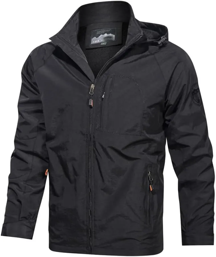 Youllyuu Mountaineering Hooded Jacket Men's Casual Outdoor Jacket Coat Windbreaker Jackets