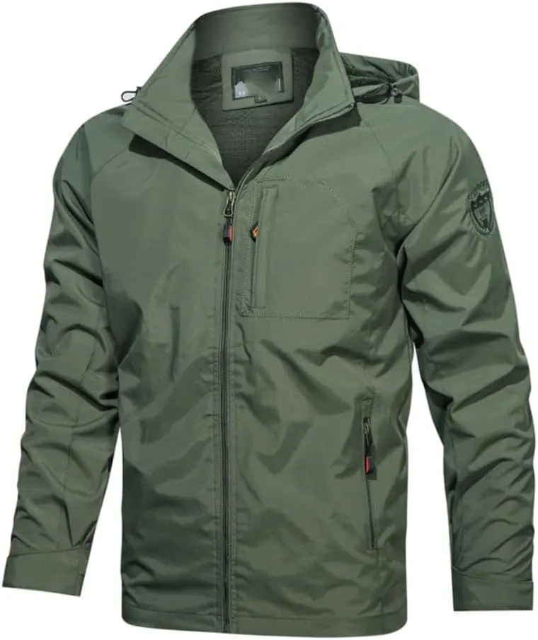 Youllyuu Mountaineering Hooded Jacket Men's Casual Outdoor Jacket Coat Windbreaker Jackets