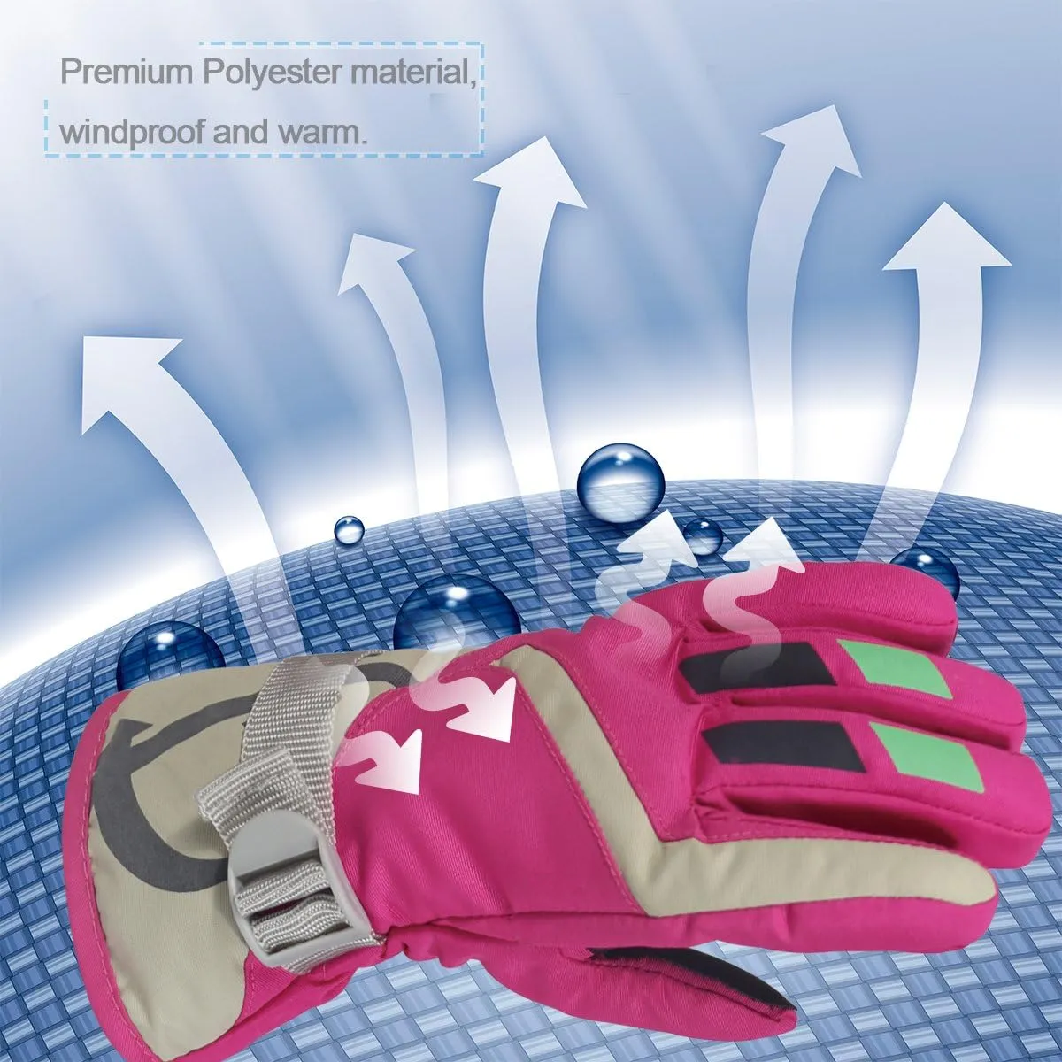 YR.Lover Children Ski Gloves Winter Warm Outdoor Riding Thickening Gloves(2-4Y)