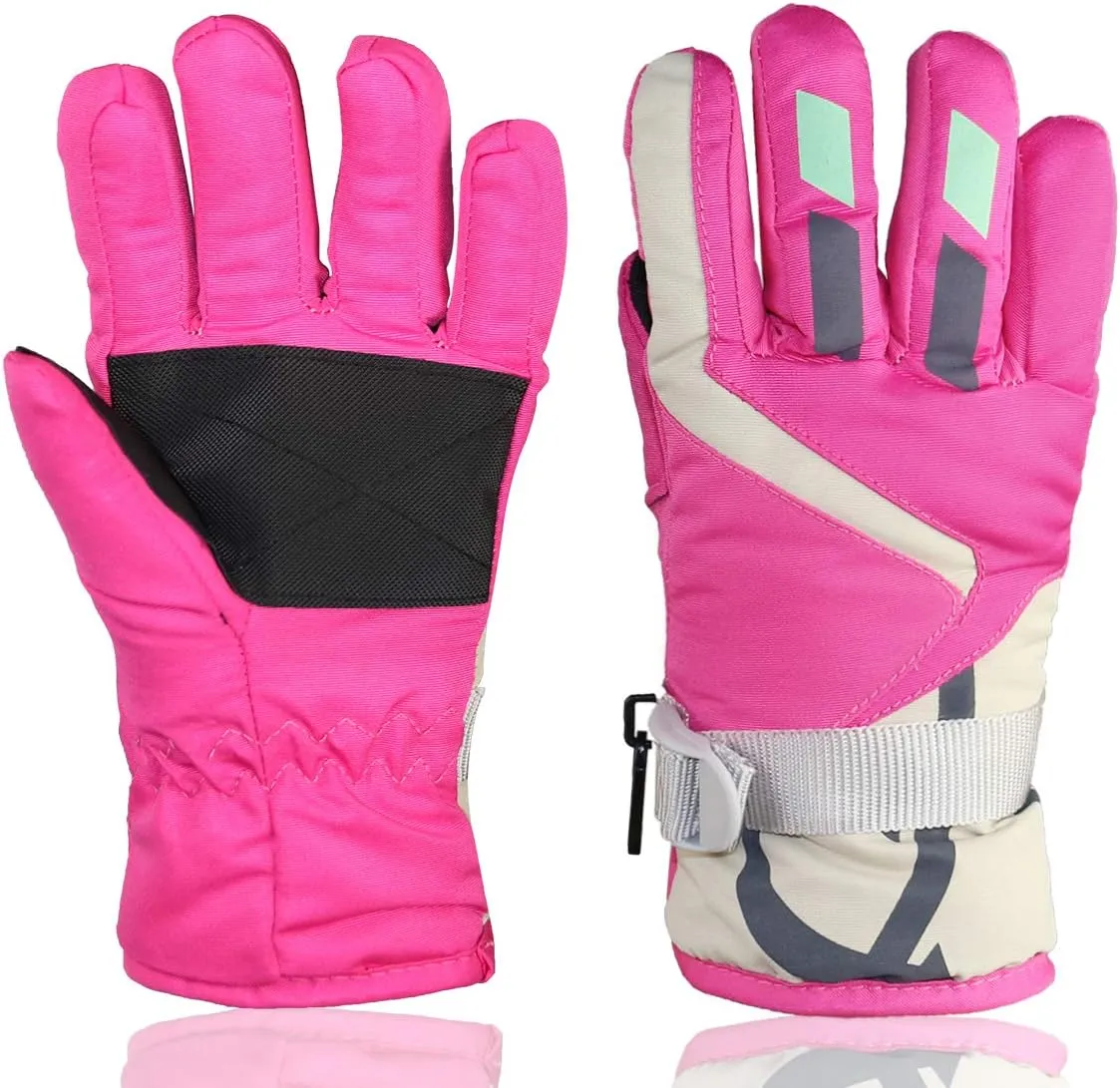 YR.Lover Children Ski Gloves Winter Warm Outdoor Riding Thickening Gloves(2-4Y)