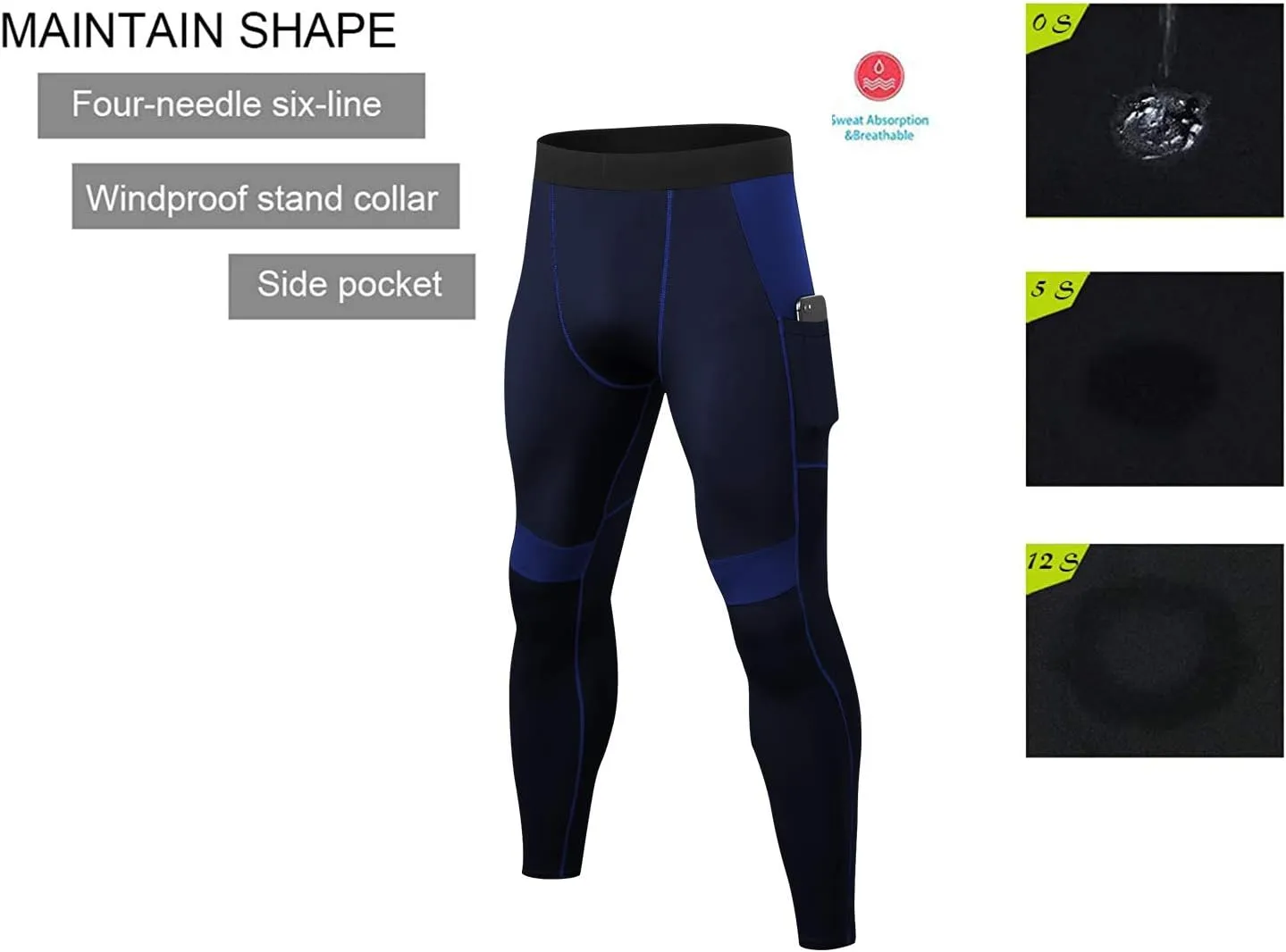 YUSHOW 2 Pack Mens Thermal Pants Men Running Tights Workout Leggings, Thermal Bottoms for Men Sports Compression Base Layer