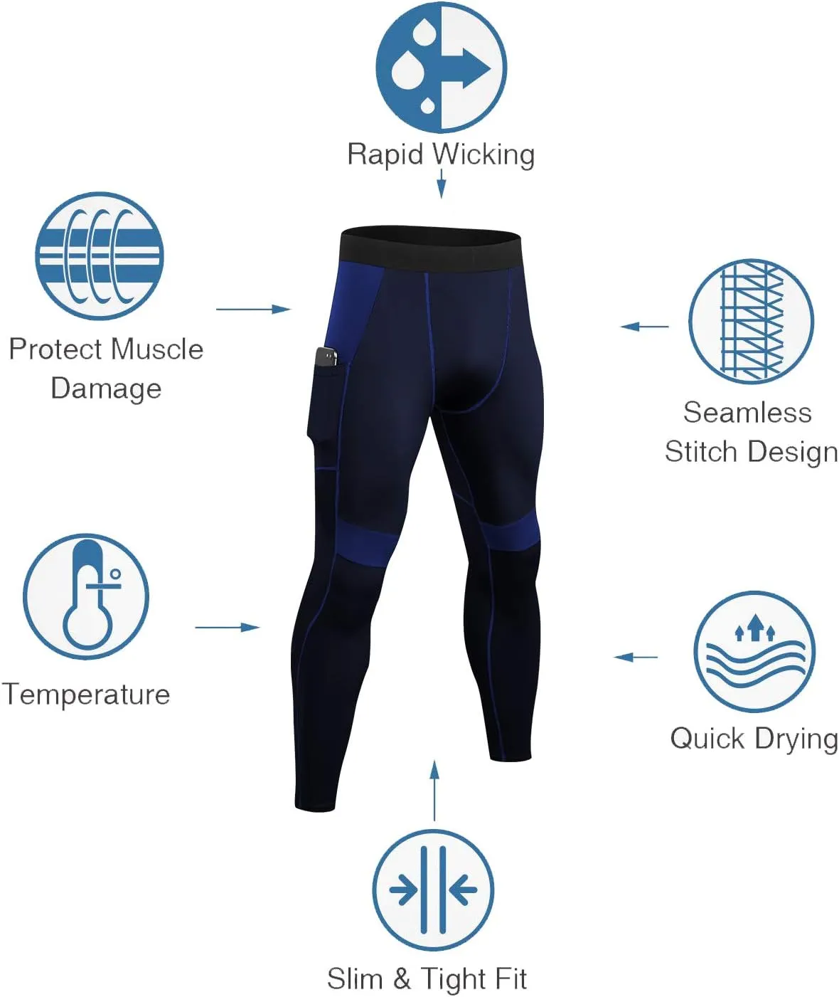YUSHOW 2 Pack Mens Thermal Pants Men Running Tights Workout Leggings, Thermal Bottoms for Men Sports Compression Base Layer