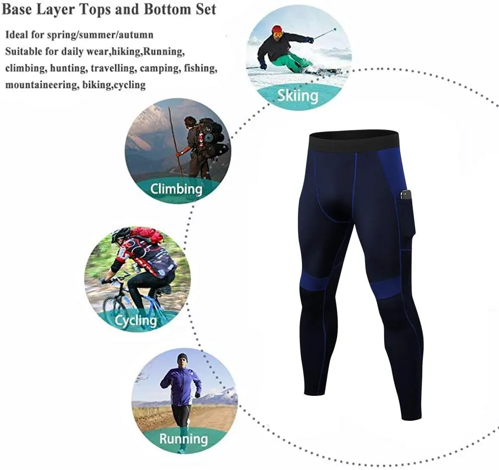 YUSHOW 2 Pack Mens Thermal Pants Men Running Tights Workout Leggings, Thermal Bottoms for Men Sports Compression Base Layer